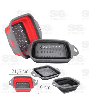 Escorredor Retrátil Silicone Quadrado Médio 21,5X9Cm Caerus 2854/1169