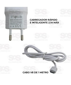 Carregador Micro USB V8 1USB  2.1A Inova CAR-8200