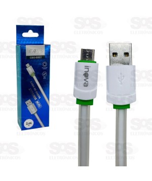 Cabo Micro USB V8 2 Metros 2.4A Emborrachado Inova CBO-6003