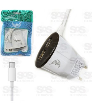 Carregador Type C 3.1A 2 portas USB Altomex AL-9015-TY