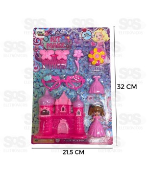 Kit Princesa Estilosa Com Castelo 8 Peças Toy King TK-AB2991
