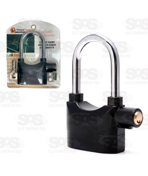 Cadeado Preto Com Alarme 110DBA Troya Tools TRY-6077