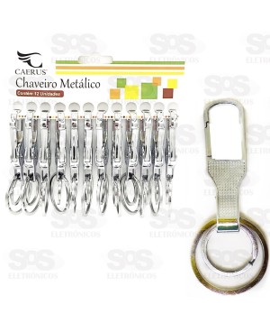 Chaveiro Mosquetão Com Argola Dupla Cartela Com12 Unidades Caerus-1034