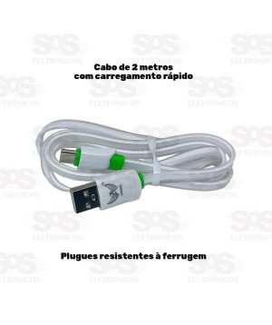 Cabo De Dados Micro USB V8 Turbo 2 Metros Altomex AL-306-V8
