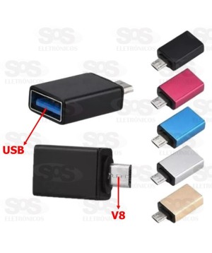 Adaptador OTG Micro USB V8 Para USB 3.0 Fêmea Altomex AU-30 AL-30-V8