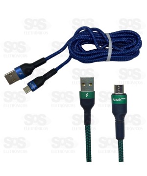 Cabo De Nylon Micro USB V8 2 Metros 3.4A Bazik Prime CBO-7567