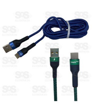 Cabo De Nylon Type C 2 Metros 3.4A Bazik Prime CBO-7568