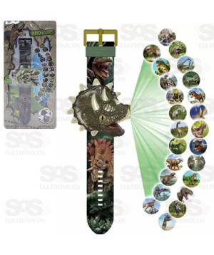 Relógio Infantil Dinossauro 3D Com Projetor de 24 Imagens Toy King TK-AB3567