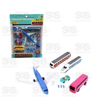 Kit Veículos Trânsito Moderno 16 Peças Toy King TK-2082