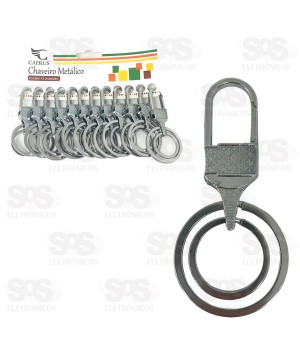 Chaveiro Metálico Com Argola Dupla 12 Unidades Caerus CRS-1044
