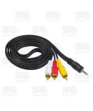 Cabo 3 RCA Para P2 Stereo 5 Metros Maxmidia