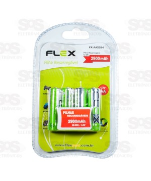Pilha AA 1.2V Recarregável 2900 mAh 4 Unidades Flex 29B4