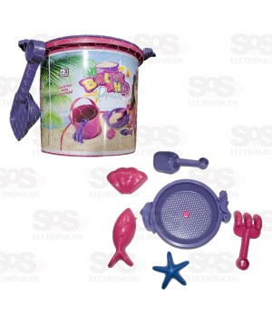 Baldinho De Praia Menina 7 Peças World Blocks 4300