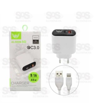 Carregador Inteligente 48W Iphone com 1 USB + Type-c 9.1A Altomex AL-5028