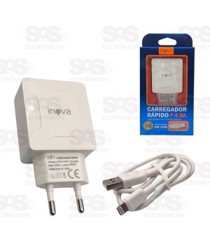 Carregador Rápido 2 USB 4.8A Com Cabo Iphone Inova CAR-3236A