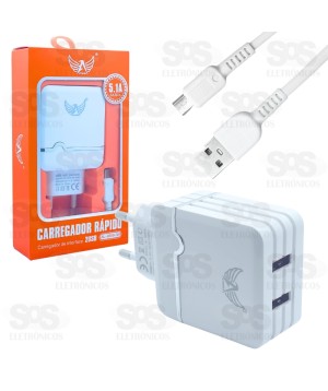 Carregador 2 USB 5.1A Com Cabo Micro USB Altomex AL-9309-V8