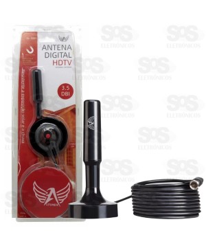 Antena Digital HDTV Base Com Imã 5 Metros Altomex AL-3003