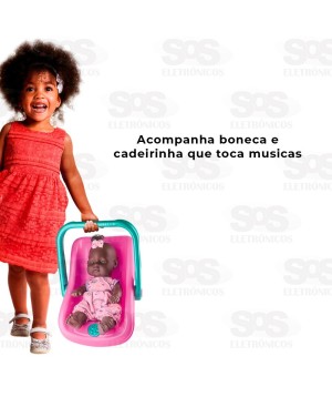 Bebê Passeio Musical Negra Nova Toys 1136