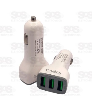 Carregador Veicular 3 USB Fonte 5.1A Unitário Inova G32