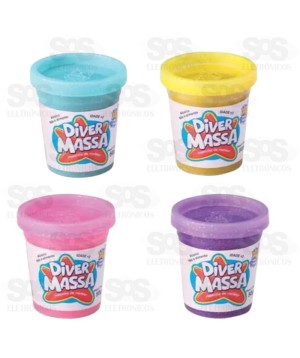 Kit Com 4 Potinhos Massa Com Glitter De Modelar Sortidos Divertoys 8123