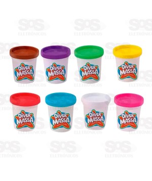 Kit Com 8 Potinhos Massa De Modelar Sortidos Divertoys 8062