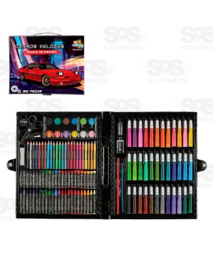 Kit Maleta De Pintura Carros Velozes 150 Peças Toy King TK-CR15