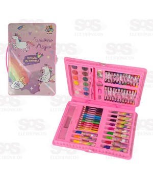 Kit Maleta De Pintura 68 Peças Unicórnio Mágico Toy King TK-CR10