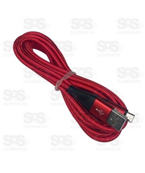 Cabo De Nylon Reforçado Micro USB V8 2 Metros Inova CBO-6090
