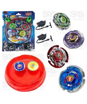 Kit Beyblade Battle Top 4 em 1 Com 13 Peças Toy King TK-1648