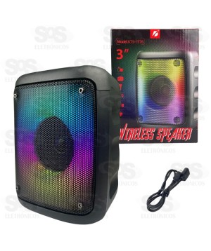 Caixa De Som 10W Led RGB TWS Botão Bass KTS-1576