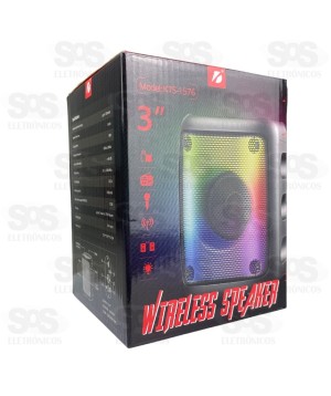 Caixa De Som 10W Led RGB TWS Botão Bass KTS-1576