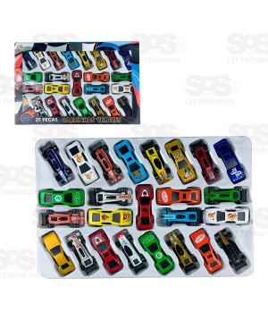 Kit Carrinhos Velozes de Plástico 25 Unidades Toy King TK-AB2785