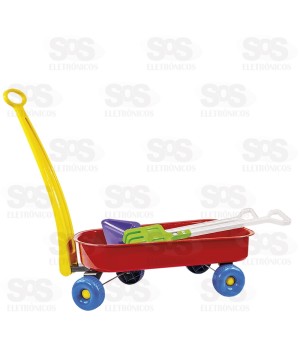 Carriola de Praia Com Pá e Rastelo Cores Variadas