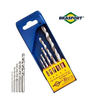 Jogo de Broca Aço Rápido Com 5 Peças 3-8 Mm Brasfort 7518