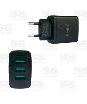 Carregador Com Cabo Iphone 5.1A 3 USB Inova CAR-3305A