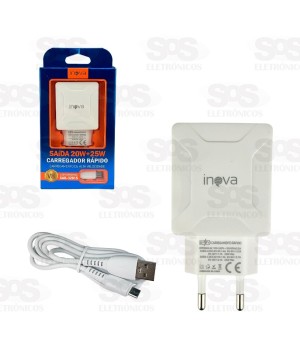 Carregador Com Cabo Micro USB V8 20W+25W Inova CAR-3261S