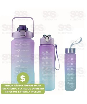 Kit Garrafa Personalizável 3 em 1 Com Frases Motivacionais