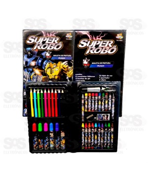Kit Maleta De Pintura 48 Peças Super Robô Toy King TK-CR03