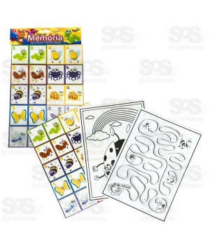 Jogo De Memória Labirinto e Desenho 3 em 1 Mini Toys 0252