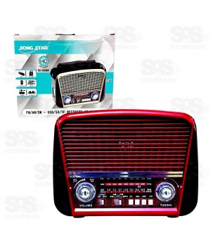 Rádio Retrô AM/FM/SW Bluetooth 3 Bandas Song Star SS-2258BT
