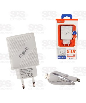 Carregador 3 USB 5.1A Com Cabo Lightning Inova CAR-3250A