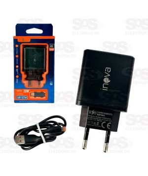 Carregador Rápido 20W Com Cabo Lightning Inova CAR-3278A