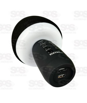 Microfone Sem Fio 5W Karaokê LED Eletromex EL-5003