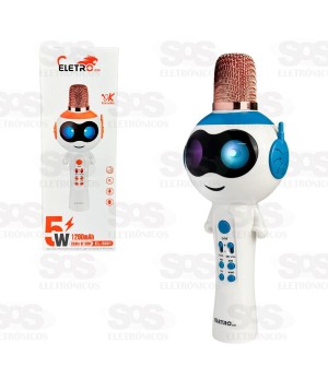 Microfone Sem Fio Robô 5W Karaokê LED Eletromex EL-5001