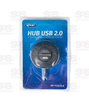 Hub USB 2.0 Com 3 Portas e Leitor De Cartão Knup KP-T132/2.0