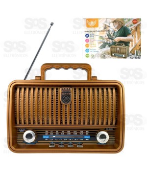 Rádio Retrô AM/FM/Bluetooth/TF/USB/P2 220V Altomex AD-8282