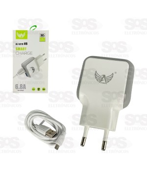 Carregador 2 USB 6.8A Com Cabo Micro USB V8 Altomex AL-5019-V8