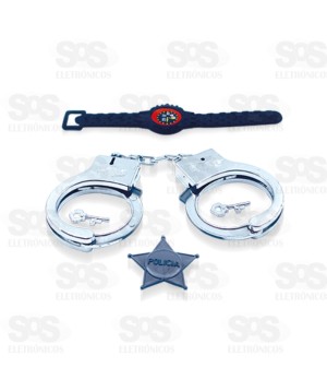 Kit Policial Algema Distintivo e Relógio Pica Pau 399