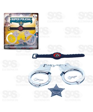 Kit Policial Algema Distintivo e Relógio Pica Pau 399
