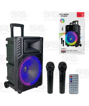 Caixa De Som 40W Com 2 Microfones e Controle Sing-e ZQS-12132